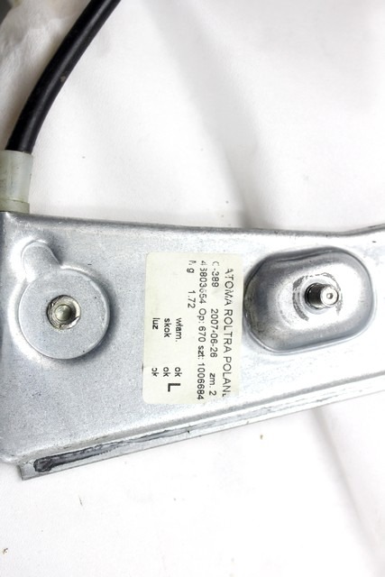 ROCNI SISTEM ZA DVIGOVANJE ZADNJEGA STEKLA  OEM N. 46803654 ORIGINAL REZERVNI DEL FIAT PANDA 169 (2003 - 08/2009) BENZINA/METANO LETNIK 2007