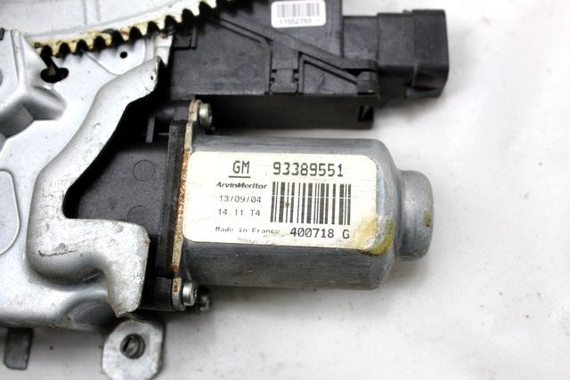 MEHANIZEM DVIGA SPREDNJIH STEKEL  OEM N. 17205 SISTEMA ALZACRISTALLO PORTA ANTERIORE ELETTR ORIGINAL REZERVNI DEL OPEL MERIVA A X03 (2003 - 2006) DIESEL LETNIK 2004