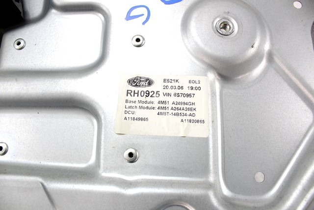 MEHANIZEM DVIGA ZADNJIH STEKEL  OEM N. 18501 SISTEMA ALZACRISTALLO PORTA POSTERIORE ELETT ORIGINAL REZERVNI DEL FORD FOCUS DA HCP DP MK2 BER/SW (2005 - 2008) DIESEL LETNIK 2006