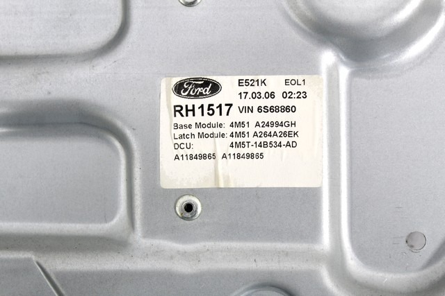 MEHANIZEM DVIGA ZADNJIH STEKEL  OEM N. 18936 SISTEMA ALZACRISTALLO PORTA POSTERIORE ELETT ORIGINAL REZERVNI DEL FORD FOCUS DA HCP DP MK2 BER/SW (2005 - 2008) DIESEL LETNIK 2006