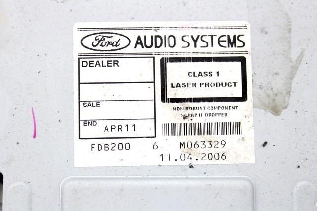 RADIO CD / OJACEVALNIK / IMETNIK HIFI OEM N. 6S61-18C815-AG ORIGINAL REZERVNI DEL FORD FIESTA JH JD MK5 R (2005 - 2008) DIESEL LETNIK 2006