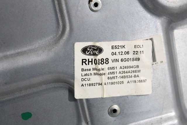 MEHANIZEM DVIGA ZADNJIH STEKEL  OEM N. 18519 SISTEMA ALZACRISTALLO PORTA POSTERIORE ELETT ORIGINAL REZERVNI DEL FORD FOCUS DA HCP DP MK2 BER/SW (2005 - 2008) DIESEL LETNIK 2006