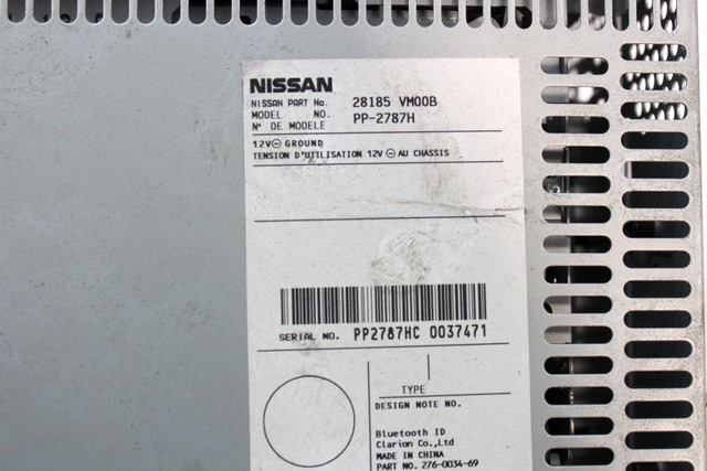 RADIO CD / OJACEVALNIK / IMETNIK HIFI OEM N. 28185-VM00B ORIGINAL REZERVNI DEL NISSAN NAVARA NP300 MK1 D22 R (2008 - 2013)DIESEL LETNIK 2012