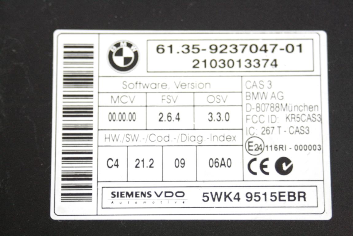 KOMPLET ODKLEPANJE IN VZIG  OEM N. 33389 KIT ACCENSIONE AVVIAMENTO ORIGINAL REZERVNI DEL BMW SERIE 3 BER/SW/COUPE/CABRIO E90/E91/E92/E93 LCI R (2009 - 2012) DIESEL LETNIK 2010