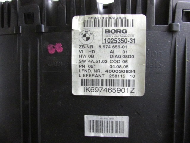 KILOMETER STEVEC OEM N. 6974659 ORIGINAL REZERVNI DEL BMW SERIE 3 BER/SW/COUPE/CABRIO E90/E91/E92/E93 (2005 -2009) DIESEL LETNIK 2005