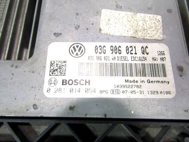 OSNOVNA KRMILNA ENOTA DDE / MODUL ZA VBRIZGAVANJE OEM N. 03G906021QC  ORIGINAL REZERVNI DEL VOLKSWAGEN GOLF PLUS 5M1 521 MK1 (2004 - 2009) DIESEL LETNIK 2007