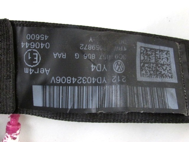 VARNOSTNI PAS OEM N. 3C9857806G ORIGINAL REZERVNI DEL VOLKSWAGEN PASSAT B6 3C2 3C5 BER/SW (2005 - 09/2010)  DIESEL LETNIK 2006