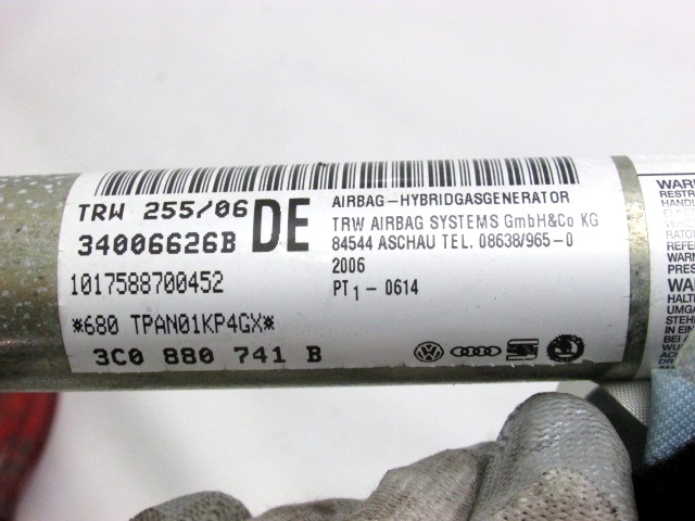 ZRACNA BLAZINA GLAVA LEVA OEM N. 3C0880741B ORIGINAL REZERVNI DEL VOLKSWAGEN PASSAT B6 3C2 3C5 BER/SW (2005 - 09/2010)  DIESEL LETNIK 2006