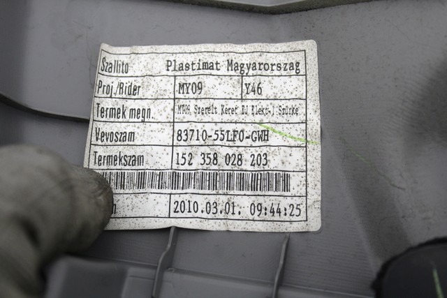 NOTRANJA OBLOGA SPREDNJIH VRAT OEM N. PNADTSZSX4EYSV5P ORIGINAL REZERVNI DEL SUZUKI SX4 EY GY (2006 - 2010) DIESEL LETNIK 2010