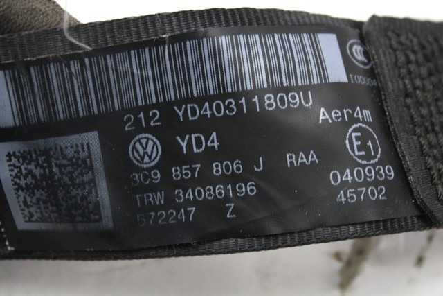 VARNOSTNI PAS OEM N. 3C9857806J ORIGINAL REZERVNI DEL VOLKSWAGEN PASSAT B6 3C2 3C5 BER/SW (2005 - 09/2010)  DIESEL LETNIK 2009