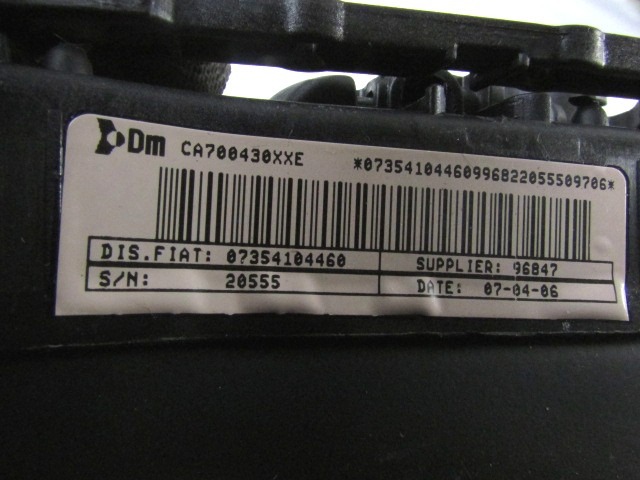 KIT AIRBAG KOMPLET OEM N. 18897 KIT AIRBAG COMPLETO ORIGINAL REZERVNI DEL FIAT GRANDE PUNTO 199 (2005 - 2012) BENZINA LETNIK 2006