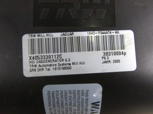 KIT AIRBAG KOMPLET OEM N. 18916 KIT AIRBAG COMPLETO ORIGINAL REZERVNI DEL JAGUAR X-TYPE X400 MK1 R BER/SW (2005 - 2009)DIESEL LETNIK 2006