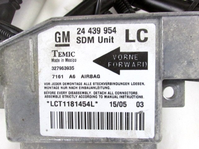 KIT AIRBAG KOMPLET OEM N. 18229 KIT AIRBAG COMPLETO ORIGINAL REZERVNI DEL OPEL CORSA C X01 R (2004 - 10/2006) BENZINA LETNIK 2005