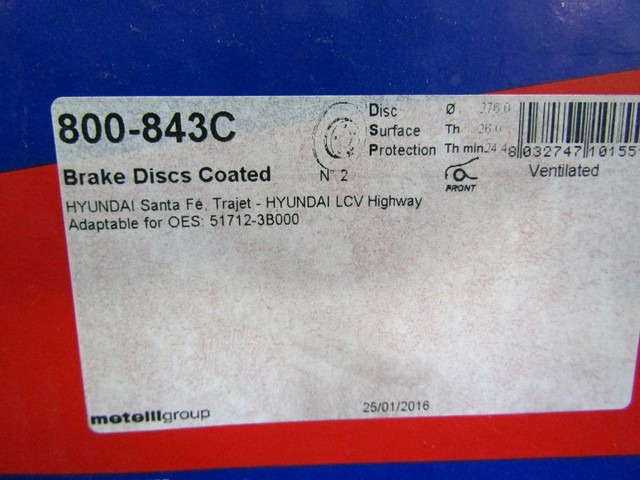 SPREDNJI ZAVORNI DISKI OEM N. 51712-3B000 ORIGINAL REZERVNI DEL HYUNDAI SANTA FE SM MK1 (2000 - 2006) DIESEL LETNIK 2001