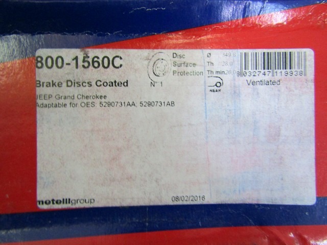 ZADNJI ZAVORNI DISKI OEM N. 5290731AA ORIGINAL REZERVNI DEL JEEP GRAND CHEROKEE WH WK MK3 (05/2005-08/2008) DIESEL LETNIK 2006