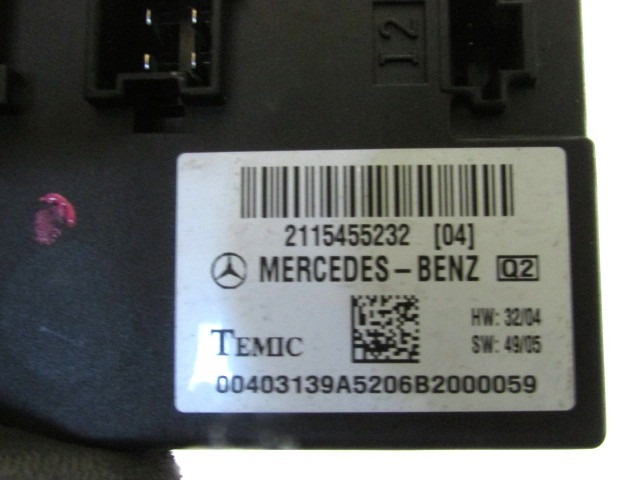 VAROVALKE/RELE' OEM N. 2115455232 ORIGINAL REZERVNI DEL MERCEDES CLASSE E W211 S211 R BER/SW (06/2006 - 2009)DIESEL LETNIK 2007