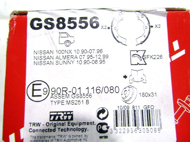 GS8556 KIT GANASCE PER FRENI A TAMBURO POSTERIORI TRW NISSAN ALMERA 2.0 D 55 KW RICAMBIO NUOVO