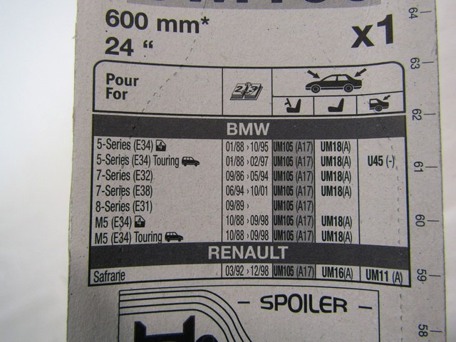 UM105 SPAZZOLA TERGICRISTALLO ANTERIORE VALEO BMW SERIE 7 725 2.5 TDS 105 KW RICAMBIO NUOVO