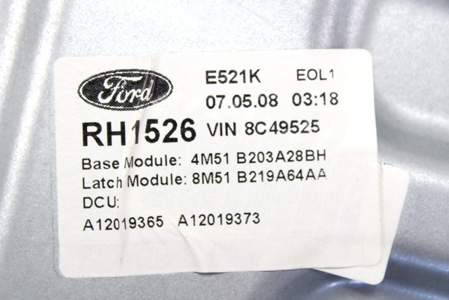 MEHANIZEM DVIGA SPREDNJIH STEKEL  OEM N. 18303 SISTEMA ALZACRISTALLO PORTA ANTERIORE ELETTR ORIGINAL REZERVNI DEL FORD FOCUS DA HCP DP MK2 R BER/SW (2008 - 2011) BENZINA LETNIK 2008