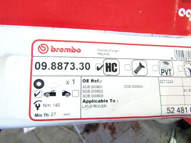 SPREDNJI ZAVORNI DISKI OEM N. SDB000601 ORIGINAL REZERVNI DEL LAND ROVER DISCOVERY L319 MK3 (2004 - 2009)DIESEL LETNIK 2007