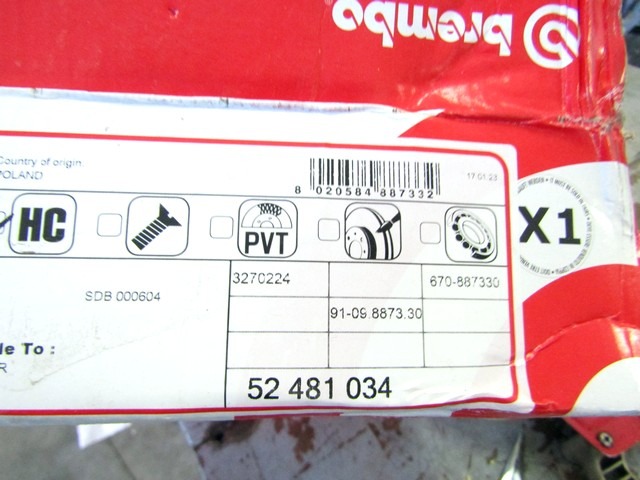 SPREDNJI ZAVORNI DISKI OEM N. SDB000601 ORIGINAL REZERVNI DEL LAND ROVER DISCOVERY L319 MK3 (2004 - 2009)DIESEL LETNIK 2007