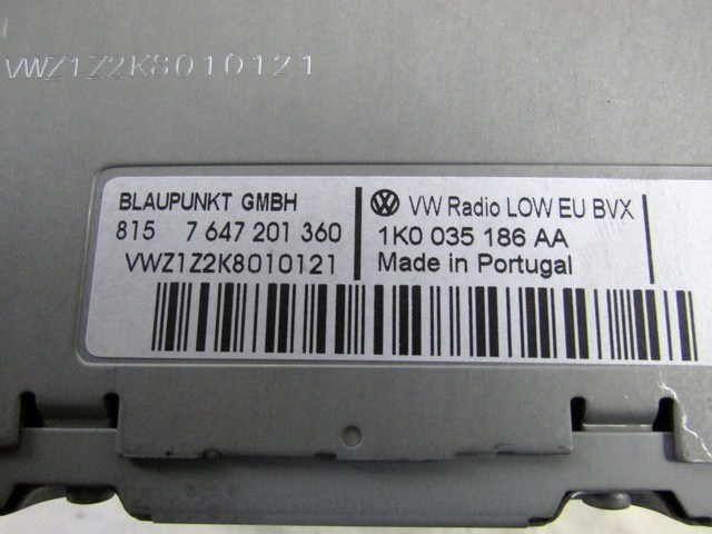 RADIO CD / OJACEVALNIK / IMETNIK HIFI OEM N. 1K0035186AA ORIGINAL REZERVNI DEL VOLKSWAGEN GOLF VI 5K1 517 AJ5 MK6 (2008-2012) DIESEL LETNIK 2010