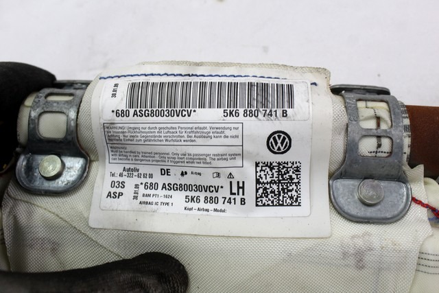 ZRACNA BLAZINA GLAVA LEVA OEM N. 5K6880741B ORIGINAL REZERVNI DEL VOLKSWAGEN GOLF VI 5K1 517 AJ5 MK6 (2008-2012) DIESEL LETNIK 2009