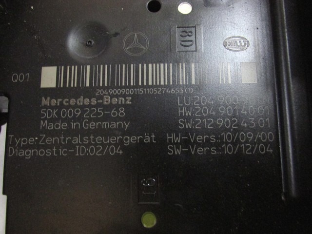 KOMPLET ODKLEPANJE IN VZIG  OEM N. 32835 KIT ACCENSIONE AVVIAMENTO ORIGINAL REZERVNI DEL MERCEDES GLK X204 (2008 - 2012)DIESEL LETNIK 2011