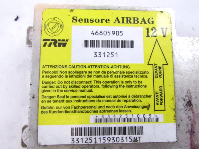 KIT AIRBAG KOMPLET OEM N. 12751 KIT AIRBAG COMPLETO ORIGINAL REZERVNI DEL FIAT PUNTO 188 MK2 R (2003 - 2011) BENZINA LETNIK 2003