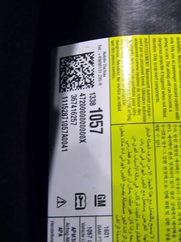 KIT AIRBAG KOMPLET OEM N. 100493 KIT AIRBAG COMPLETO ORIGINAL REZERVNI DEL OPEL ASTRA J P10 5P/3P/SW (2010 - 2015) DIESEL LETNIK 2016