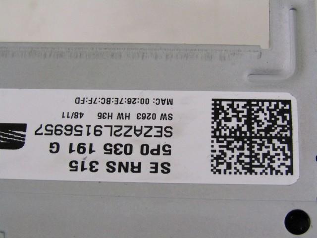 REZERVNI DELI, RADIJSKO-NAVIGACIJSKE NAPRAVE OEM N. 5P0035191G ORIGINAL REZERVNI DEL SEAT ALHAMBRA 710 711 MK2 (2010 -2020)DIESEL LETNIK 2012