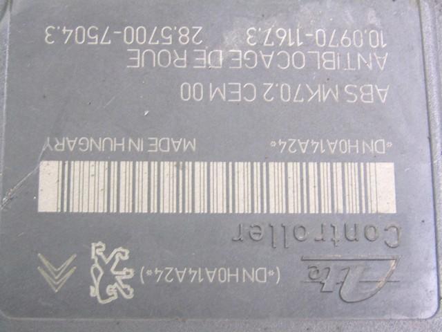 ABS AGREGAT S PUMPO OEM N. 9666392580 ORIGINAL REZERVNI DEL CITROEN C3 MK2 SC (2009 - 2016) BENZINA/GPL LETNIK 2010