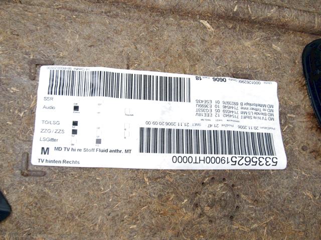 VRATNI PANEL OEM N. PNPDTBWSR3E91SW5P ORIGINAL REZERVNI DEL BMW SERIE 3 BER/SW/COUPE/CABRIO E90/E91/E92/E93 (2005 -2009) DIESEL LETNIK 2006