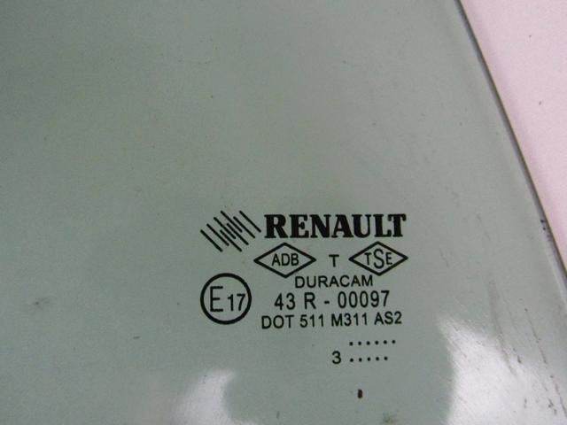 STEKLO ZADNJIH DESNIH VRAT OEM N. 823002979R ORIGINAL REZERVNI DEL RENAULT CLIO BH KH MK4 (2012 - 2019)DIESEL LETNIK 2013