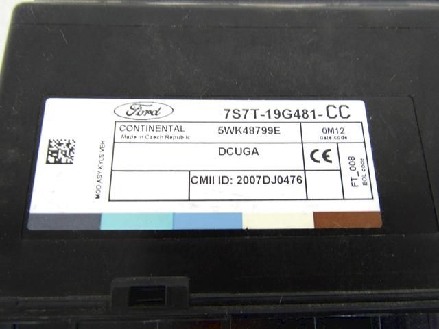 CENTRALNO ZAKLEPANJE OEM N. 7S7T-19G481-CC ORIGINAL REZERVNI DEL FORD MONDEO BA7 MK3 R BER/SW (2010 - 2014) DIESEL LETNIK 2011