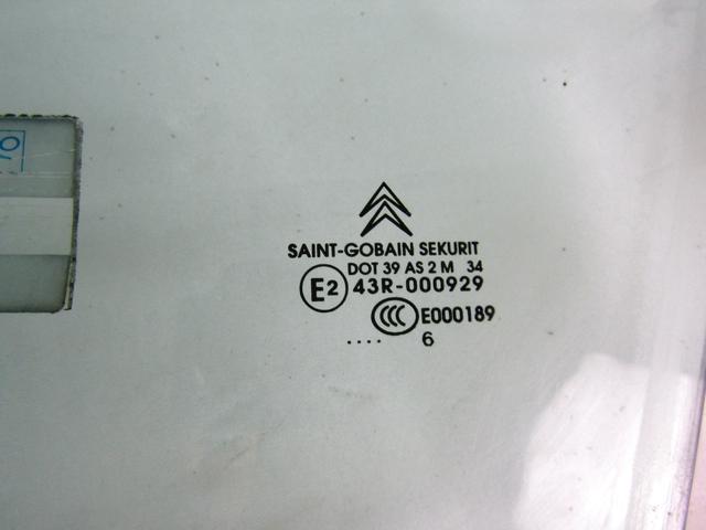 STEKLO SPREDNJIH LEVIH VRAT OEM N. 9200000000000 ORIGINAL REZERVNI DEL CITROEN C4 MK1 / COUPE L LC (2004 - 08/2009) DIESEL LETNIK 2006