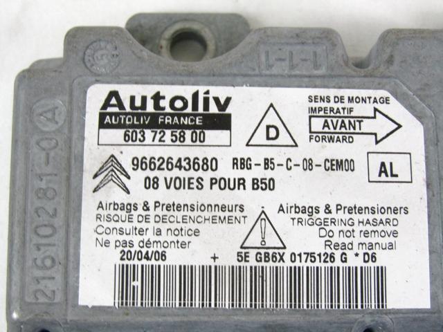 KIT AIRBAG KOMPLET OEM N. 18344 KIT AIRBAG COMPLETO ORIGINAL REZERVNI DEL CITROEN C4 MK1 / COUPE L LC (2004 - 08/2009) DIESEL LETNIK 2006