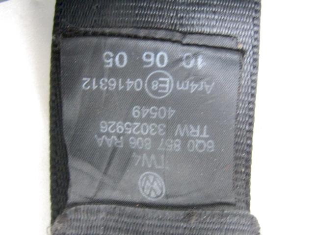 VARNOSTNI PAS OEM N. 6Q0857806RAA ORIGINAL REZERVNI DEL VOLKSWAGEN POLO 9N R (2005 - 10/2009) DIESEL LETNIK 2005