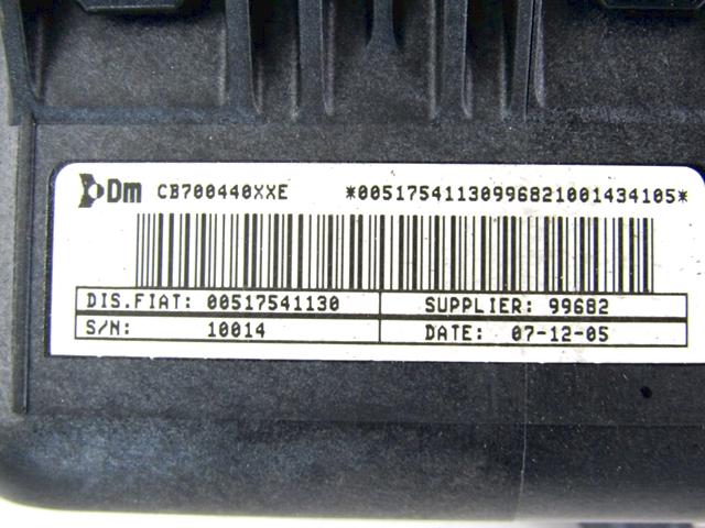 KIT AIRBAG KOMPLET OEM N. 18899 KIT AIRBAG COMPLETO ORIGINAL REZERVNI DEL FIAT GRANDE PUNTO 199 (2005 - 2012) DIESEL LETNIK 2005