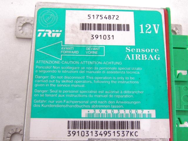 KIT AIRBAG KOMPLET OEM N. 18899 KIT AIRBAG COMPLETO ORIGINAL REZERVNI DEL FIAT GRANDE PUNTO 199 (2005 - 2012) DIESEL LETNIK 2005