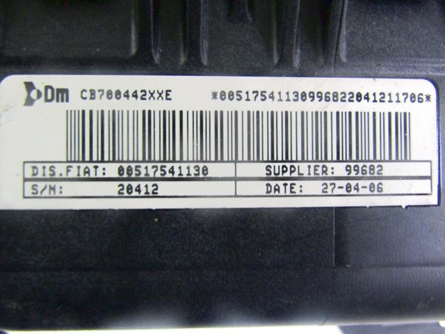 KIT AIRBAG KOMPLET OEM N. 18898 KIT AIRBAG COMPLETO ORIGINAL REZERVNI DEL FIAT GRANDE PUNTO 199 (2005 - 2012) BENZINA LETNIK 2006