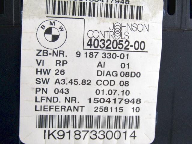 KILOMETER STEVEC OEM N. 9187330 ORIGINAL REZERVNI DEL BMW SERIE 1 BER/COUPE/CABRIO E81/E82/E87/E88 LCI R (2007 - 2013) DIESEL LETNIK 2010