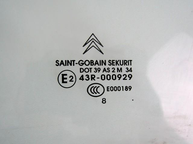 STEKLO SPREDNJIH LEVIH VRAT OEM N. 9201P0 ORIGINAL REZERVNI DEL CITROEN C4 MK1 / COUPE L LC (2004 - 08/2009) DIESEL LETNIK 2009