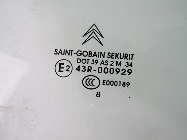 STEKLO SPREDNJIH DESNIH VRAT OEM N. 9202P0 ORIGINAL REZERVNI DEL CITROEN C4 MK1 / COUPE L LC (2004 - 08/2009) DIESEL LETNIK 2009