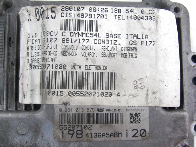 KOMPLET ODKLEPANJE IN VZIG  OEM N. 22544 KIT ACCENSIONE AVVIAMENTO ORIGINAL REZERVNI DEL FIAT BRAVO 198 (02/2007 - 2010) DIESEL LETNIK 2007