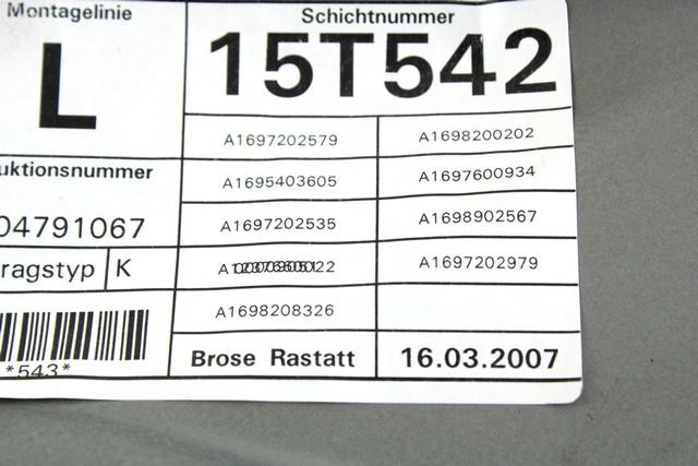 MEHANIZEM DVIGA SPREDNJIH STEKEL  OEM N. 18507 SISTEMA ALZACRISTALLO PORTA ANTERIORE ELETTR ORIGINAL REZERVNI DEL MERCEDES CLASSE B W245 T245 5P (2005 - 2011) DIESEL LETNIK 2007