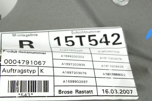 MEHANIZEM DVIGA SPREDNJIH STEKEL  OEM N. 18507 SISTEMA ALZACRISTALLO PORTA ANTERIORE ELETTR ORIGINAL REZERVNI DEL MERCEDES CLASSE B W245 T245 5P (2005 - 2011) DIESEL LETNIK 2007