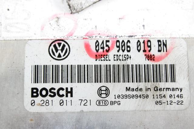 KOMPLET ODKLEPANJE IN VZIG  OEM N. 045906019BN ORIGINAL REZERVNI DEL VOLKSWAGEN FOX 5Z1 5Z3 5Z4 (2005 - 2011) DIESEL LETNIK 2007