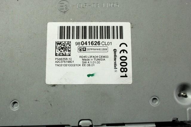 RADIO CD / OJACEVALNIK / IMETNIK HIFI OEM N. 98041626CL ORIGINAL REZERVNI DEL CITROEN C3 PICASSO MK1R (2012 - 2017) DIESEL LETNIK 2013