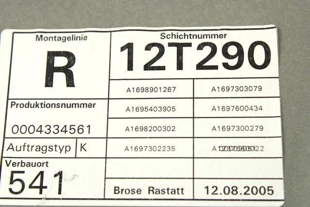 MEHANIZEM DVIGA ZADNJIH STEKEL  OEM N. 18264 SISTEMA ALZACRISTALLO PORTA POSTERIORE ELETT ORIGINAL REZERVNI DEL MERCEDES CLASSE A W169 5P C169 3P (2004 - 04/2008) DIESEL LETNIK 2005